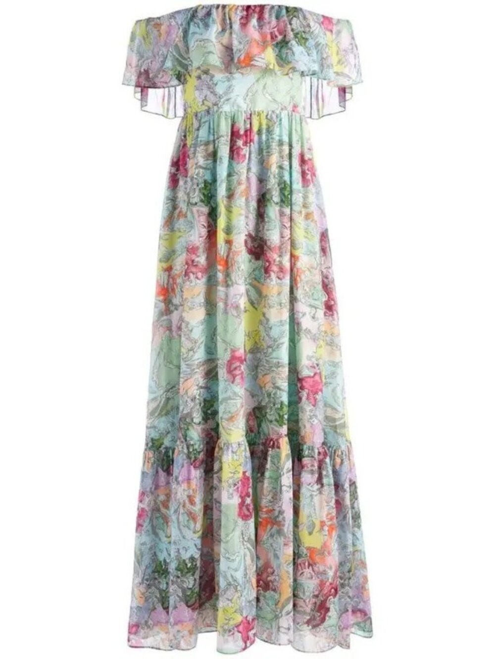 Alice + Olivia x Lola Schnabel Tempie Ruffle Maxi Dress Size 8